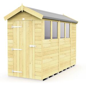 4 x 10 Feet Apex Shed - Single Door With Windows - Wood - L302 x W118 x H217 cm 4 x 10 Feet Apex Shed - Single Door With Windows - Wood - L302 x W118 x H217 cm