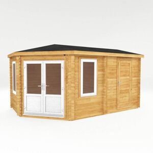 5 x 3 m Corner Lodge Plus Log Cabin with Side Shed, White UPVC Windows & Doors - 44 mm Timber - L317.1 x W510 x H274.4 cm - Brown 5 x 3 m Corner Lodge Plus Log Cabin with Side Shed, White UPVC Windows & Doors - 44 mm Timber - L317.1 x W510 x H274.4 cm - Brown