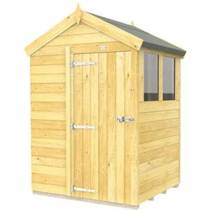 5 x 4 Feet Apex Shed - Single Door With Windows - Wood - L127 x W147 x H217 cm 5 x 4 Feet Apex Shed - Single Door With Windows - Wood - L127 x W147 x H217 cm