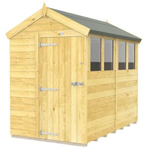 5 x 8 Feet Apex Shed - Single Door With Windows - Wood - L243 x W147 x H217 cm 5 x 8 Feet Apex Shed - Single Door With Windows - Wood - L243 x W147 x H217 cm