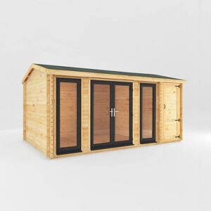 5.1 x 3 m Home Office Studio with Side Shed with White UPVC Windows and Doors - 44 mm Timber - L313.3 x W515.5 x H259.5 cm - Brown 5.1 x 3 m Home Office Studio with Side Shed with White UPVC Windows and Doors - 44 mm Timber - L313.3 x W515.5 x H259.5 cm - Brown
