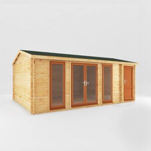 6.1 x 3 m Home Office Studio with Side Shed with Oak UPVC Windows and Doors - 44 mm - Timber - L414.1 x W616.9 x H272.5 cm - Brown 6.1 x 3 m Home Office Studio with Side Shed with Oak UPVC Windows and Doors - 44 mm - Timber - L414.1 x W616.9 x H272.5 cm - Brown