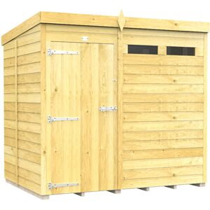 7 x 5 Feet Pent Security Shed - Single Door - Wood - L147 x W214 x H201 cm 7 x 5 Feet Pent Security Shed - Single Door - Wood - L147 x W214 x H201 cm