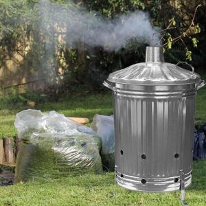 STORM TRADING GROUP 2 x 90L Incinerator Galvanized Metal Heavy Duty Fire Burning Incinerators With Lid & Handles STORM TRADING GROUP 2 x 90L Incinerator Galvanized Metal Heavy Duty Fire Burning Incinerators With Lid & Handles