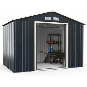 COSTWAY 6'x9' Metal Storage Shed, Outdoor Lockable Tool Storage Box with 4 Vents, Double Sliding Door and Sloped Roof, Weatherproof Garden Shed House Hut COSTWAY 6'x9' Metal Storage Shed, Outdoor Lockable Tool Storage Box with 4 Vents, Double Sliding Door and Sloped Roof, Weatherproof Garden Shed House Hut