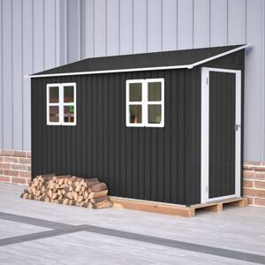 Birchtree - 4x10ft Lean To Garden Shed Metal Storage House Pent Roof Anthracite Birchtree - 4x10ft Lean To Garden Shed Metal Storage House Pent Roof Anthracite
