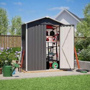 Birchtree - Garden Shed Metal Apex Roof 5FT x 2.6FT Outdoor Storage With Free Foundation Grey and White Birchtree - Garden Shed Metal Apex Roof 5FT x 2.6FT Outdoor Storage With Free Foundation Grey and White