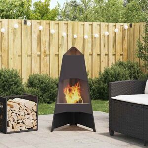 vidaXL Black Cold-rolled Steel Fire Pit - Fire Pit vidaXL Black Cold-rolled Steel Fire Pit - Fire Pit