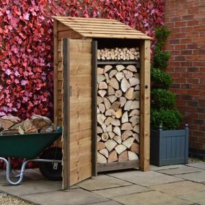 RUTLAND COUNTY GARDEN FURNITURE LTD Burley 6ft Log Store with Doors and Kindling Shelf - L80 x W89.5 x H181 cm - Rustic Brown RUTLAND COUNTY GARDEN FURNITURE LTD Burley 6ft Log Store with Doors and Kindling Shelf - L80 x W89.5 x H181 cm - Rustic Brown