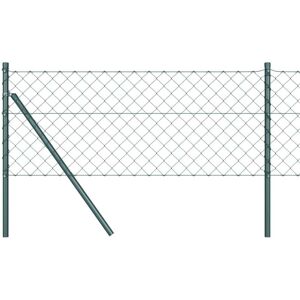 Chain Link Fence with Posts Green 0.4 x 25 m Steel Vidaxl Chain Link Fence with Posts Green 0.4 x 25 m Steel Vidaxl