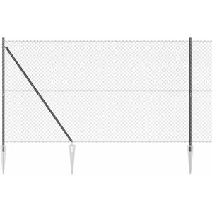 Chain Link Fence with Posts Grey 1.6 x 25 m Steel Vidaxl Chain Link Fence with Posts Grey 1.6 x 25 m Steel Vidaxl
