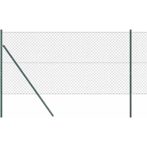 Chain Link Fence with Posts Green 1.5 x 10 m Steel Vidaxl Chain Link Fence with Posts Green 1.5 x 10 m Steel Vidaxl