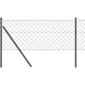 Chain Link Fence with Posts Grey 0.4 x 25 m Steel Vidaxl Chain Link Fence with Posts Grey 0.4 x 25 m Steel Vidaxl