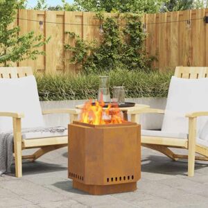vidaXL Weatherproof Steel/Brown 48x48x51cm Durable Firepit - Firepit vidaXL Weatherproof Steel/Brown 48x48x51cm Durable Firepit - Firepit