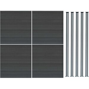 MONSTER SHOP Composite Fence Panel x 4 & 5 Aluminium Posts 6ft Board Grey MONSTER SHOP Composite Fence Panel x 4 & 5 Aluminium Posts 6ft Board Grey