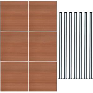 MONSTER SHOP Composite Fence Panel x 6 & 7 Aluminium Posts 6ft Board Brown MONSTER SHOP Composite Fence Panel x 6 & 7 Aluminium Posts 6ft Board Brown