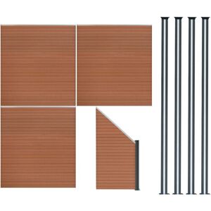 MONSTER SHOP Composite Fence Panels x 3 Angled Piece & 5 Metal Posts 6ft MONSTER SHOP Composite Fence Panels x 3 Angled Piece & 5 Metal Posts 6ft