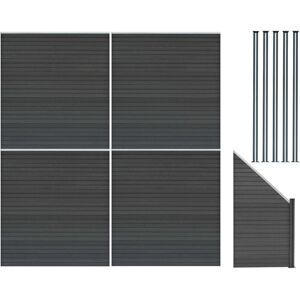 MONSTER SHOP Composite Fence Panels x 4 Angled Piece & 6 Metal Posts 6ft MONSTER SHOP Composite Fence Panels x 4 Angled Piece & 6 Metal Posts 6ft