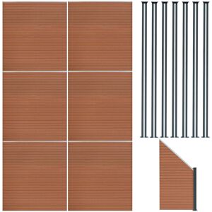 MONSTER SHOP Composite Fence Panels x 6 Angled Piece & 8 Metal Posts 6ft MONSTER SHOP Composite Fence Panels x 6 Angled Piece & 8 Metal Posts 6ft