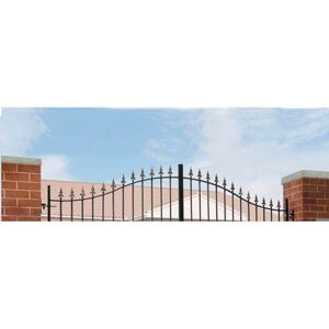 Cannock Gates - Corfe Premium Spear Top Tall Bow Top Double Estate Gate - Steel - Fits Gap 3353 mm x 2083 mm High - Electro Galv./Black Cannock Gates - Corfe Premium Spear Top Tall Bow Top Double Estate Gate - Steel - Fits Gap 3353 mm x 2083 mm High - Electro Galv./Black