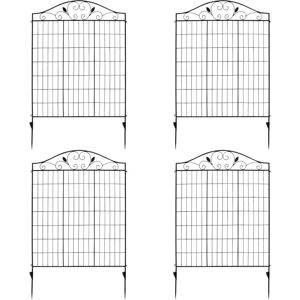 COSTWAY 4 Panels Steel Decorative Garden Fence Folding Wire Patio Fences Interlockable COSTWAY 4 Panels Steel Decorative Garden Fence Folding Wire Patio Fences Interlockable