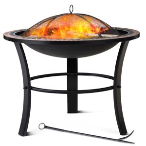 Gardebruk - Seville Round Mosaic Garden Fire Pit 76cm 30" Diameter Real Stone Tile Mosaic Decorated Edge Fire Grate Spark Arrestor Cover Grid and Gardebruk - Seville Round Mosaic Garden Fire Pit 76cm 30" Diameter Real Stone Tile Mosaic Decorated Edge Fire Grate Spark Arrestor Cover Grid and