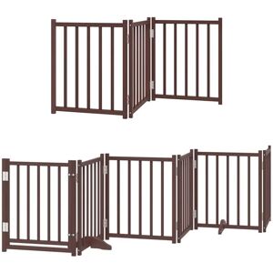 Dog Gate with Door Foldable 15 Panels Brown 750 cm Poplar Wood vidaXL Dog Gate with Door Foldable 15 Panels Brown 750 cm Poplar Wood vidaXL