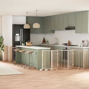 Dog Gate with Door Foldable 15 Panels 750 cm Poplar Wood vidaXL Dog Gate with Door Foldable 15 Panels 750 cm Poplar Wood vidaXL