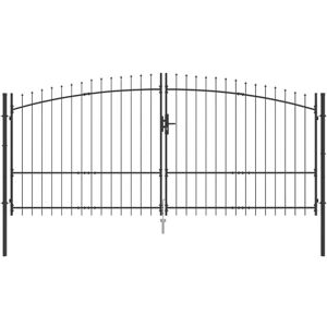 Garden Gate with Lock Grey 175 x 400 cm Steel Vidaxl Garden Gate with Lock Grey 175 x 400 cm Steel Vidaxl