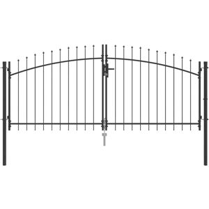 Garden Gate with Lock Grey 125 x 300 cm Steel Vidaxl Garden Gate with Lock Grey 125 x 300 cm Steel Vidaxl