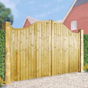 Cannock Gates - Drayton Tall Shaped Top Double Gate - Pressure Treated Scandinavian Redwood - W3600 x H1800 mm Cannock Gates - Drayton Tall Shaped Top Double Gate - Pressure Treated Scandinavian Redwood - W3600 x H1800 mm