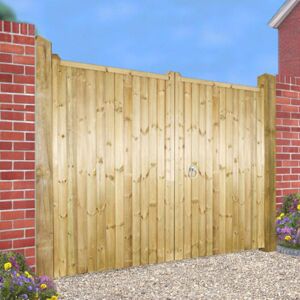 Cannock Gates - Drayton Square Top Tall Double Driveway Gate - Pressure Treated Scandinavian Redwood - W2700 x H1800 mm Cannock Gates - Drayton Square Top Tall Double Driveway Gate - Pressure Treated Scandinavian Redwood - W2700 x H1800 mm