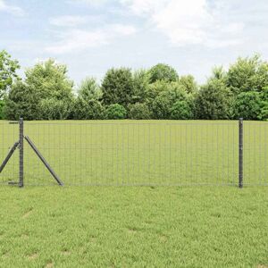 Fence with Posts Grey 0.6 x 25 m Steel Vidaxl Fence with Posts Grey 0.6 x 25 m Steel Vidaxl