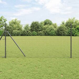 Fence with Posts Grey 1.4 x 10 m Steel Vidaxl Fence with Posts Grey 1.4 x 10 m Steel Vidaxl