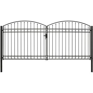 Fence Gate Double Door with Arched Top Steel 400x200 cm Black Vidaxl Fence Gate Double Door with Arched Top Steel 400x200 cm Black Vidaxl