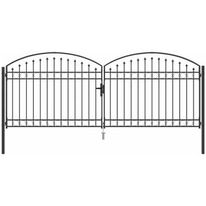 Fence gate with Lock Grey 400 x 150 cm Steel vidaXL Fence gate with Lock Grey 400 x 150 cm Steel vidaXL