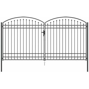 Fence gate with Lock Grey 400 x 200 cm Steel vidaXL Fence gate with Lock Grey 400 x 200 cm Steel vidaXL