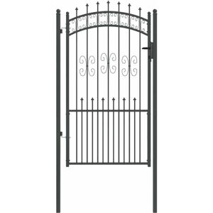 Fence Gate with Spear Top with Lock Grey 103 x 175 cm Steel vidaXL Fence Gate with Spear Top with Lock Grey 103 x 175 cm Steel vidaXL