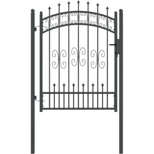 Fence Gate with Spear Top with Lock Grey 103 x 175 cm Steel vidaXL Fence Gate with Spear Top with Lock Grey 103 x 175 cm Steel vidaXL