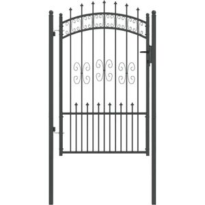 Fence Gate with Spear Top with Lock Grey 103 x 200 cm Steel vidaXL Fence Gate with Spear Top with Lock Grey 103 x 200 cm Steel vidaXL