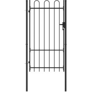Bonnevie - Fence Gate,Entry Gate Single Door with Arched Top Steel 1x1.75 m Black VSVS789738 Bonnevie - Fence Gate,Entry Gate Single Door with Arched Top Steel 1x1.75 m Black VSVS789738