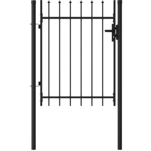 Bonnevie - Fence Gate,Entry Gate Single Door with Spike Top Steel 1x1.2 m Black VSVS314587 Bonnevie - Fence Gate,Entry Gate Single Door with Spike Top Steel 1x1.2 m Black VSVS314587