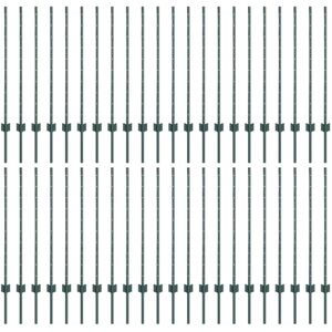 Fence Posts Height Adjustable Manual 44 pcs Green 140 cm Steel vidaXL Fence Posts Height Adjustable Manual 44 pcs Green 140 cm Steel vidaXL
