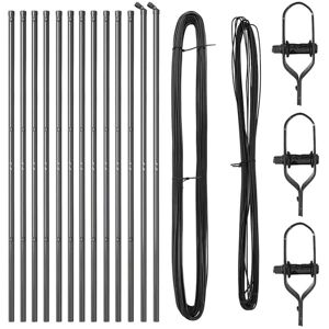 Fence Posts Manual 13 pcs Grey Ø32mm 150 cm Galvanised steel vidaXL Fence Posts Manual 13 pcs Grey Ø32mm 150 cm Galvanised steel vidaXL