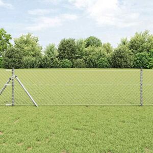 Chain Link Fence Silver 25 x 0.8 m Galvanised steel Vidaxl Chain Link Fence Silver 25 x 0.8 m Galvanised steel Vidaxl