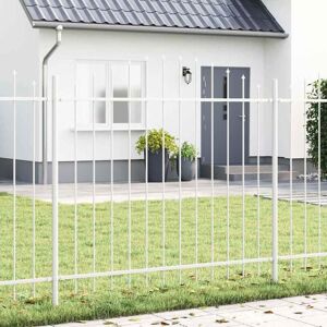 Garden Fence White 1020 x 150 cm Powder-Coated Steel vidaXL Garden Fence White 1020 x 150 cm Powder-Coated Steel vidaXL