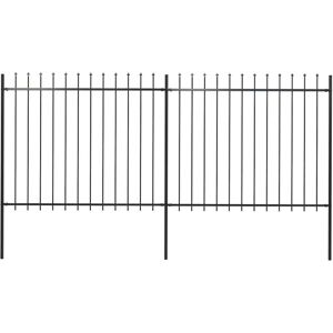 Vidaxl - Garden Fence with Spear Top Steel 359x150 cm Black Vidaxl - Garden Fence with Spear Top Steel 359x150 cm Black