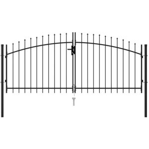 Bonnevie - Garden Gate,Fence gate Double Door with Spike Top Steel 3x1.25 m Black VSVS702842 Bonnevie - Garden Gate,Fence gate Double Door with Spike Top Steel 3x1.25 m Black VSVS702842