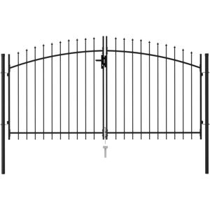 BONNEVIE Garden Gate,Fence gate Double Door with Spike Top Steel 3x1.5 m Black VSVS572335 BONNEVIE Garden Gate,Fence gate Double Door with Spike Top Steel 3x1.5 m Black VSVS572335