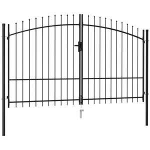 Bonnevie - Garden Gate,Fence gate Double Door with Spike Top Steel 3x1.75 m Black VSVS540822 Bonnevie - Garden Gate,Fence gate Double Door with Spike Top Steel 3x1.75 m Black VSVS540822